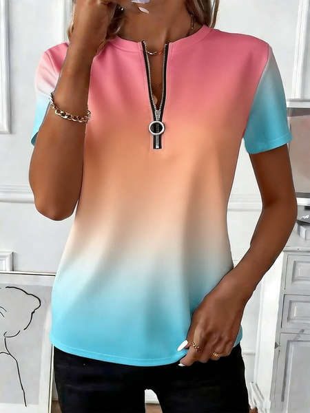 Elegant Gradient Pattern Short Sleeve T-shirt