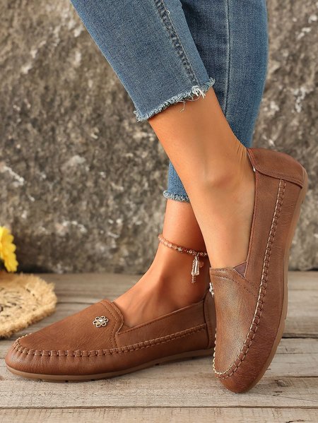 

Plain Casual Oxford Shoes, Brown, Oxfords