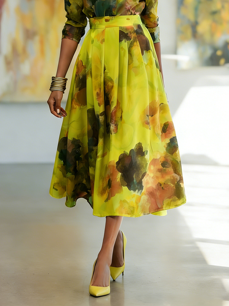 Urban Random Print Midi Skirt