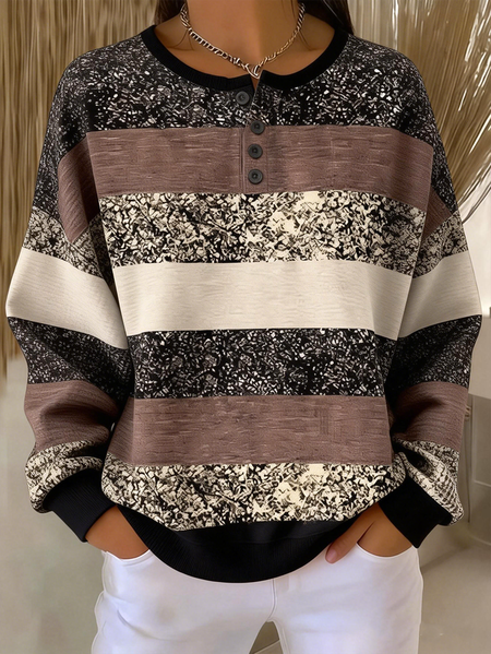 

Casual Striped Sweatshirt, Brown, Hoodies & Sweatshirts