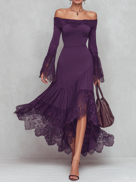 Elegant Plain Cold Shoulder Maxi Dress