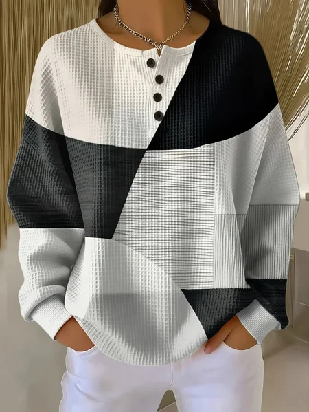 

Casual Crew Neck Abstract Sweatshirt Printing, Black, Hoodies & Sweatshirts