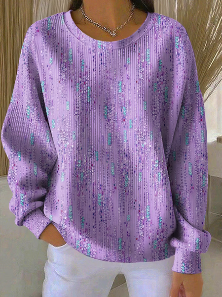 

Casual Crew Neck Abstract Sweatshirt Printing, Purple, T-shirts