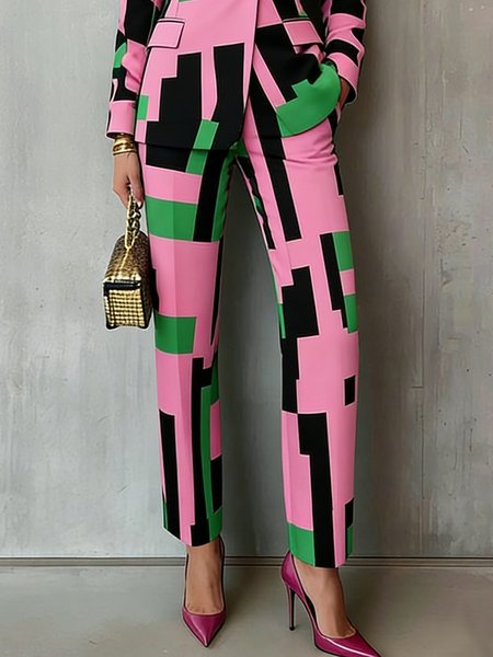 Elegant Geometric Printing Straight Pants