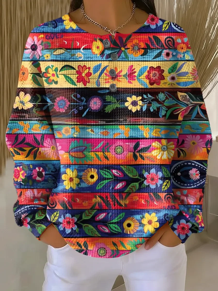 

Women Floral Crew Neck Printing Casual Spring/Fall Long Sleeve Sweatshirt, As picture, Sweatshirts & Hoodies