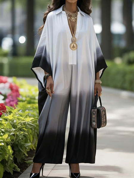 

Casual Gradient Pattern Jumpsuit, As picture, Jumpsuits