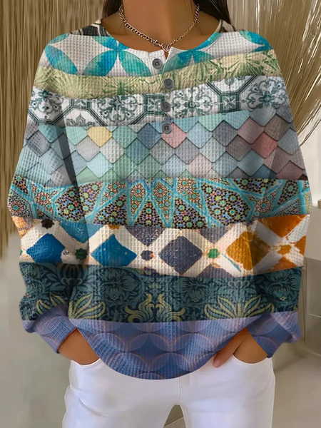 

Casual Crew Neck Abstract Sweatshirt Printing, Blue, Hoodies & Sweatshirts