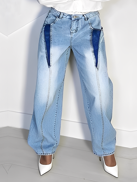 

Color Block Urban Denim Jeans, Denim blue, Jeans
