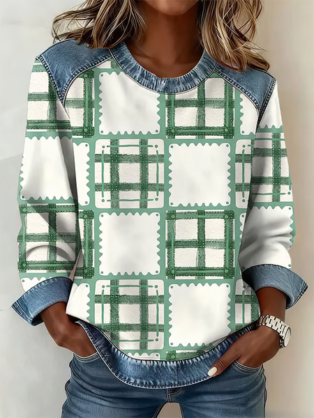 

Vintage Crew Neck Abstract Sweatshirt Printing, White, Hoodies & Sweatshirts