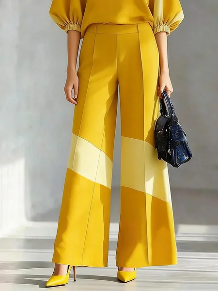 

Urban Color Block Straight Pants, Yellow, Pants