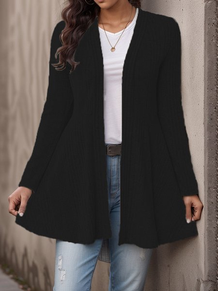 

Women Plain Cover Up Casual Split Joint Spring/Fall Lightweight Cardigan, Black, Cardigans