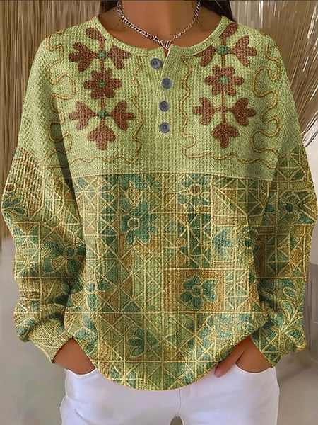 

Women Abstract Crew Neck Printing Casual Spring/Fall Long Sleeve Sweatshirt, Green, Sweatshirts & Hoodies