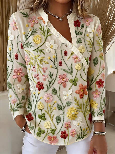 

Vintage Floral Long Sleeve T-shirt, Apricot, T-shirts