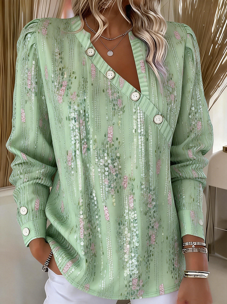 

Vintage Gradient Pattern Long Sleeve T-shirt, Green, T-shirts