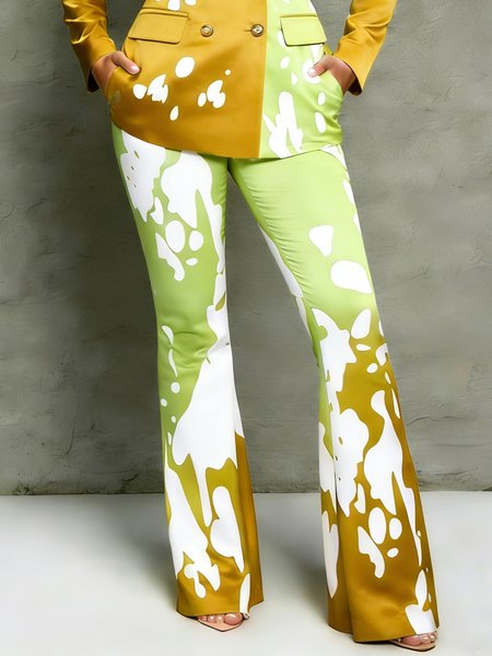 

Urban Abstract Printing Flare Pants, As picture, Pants