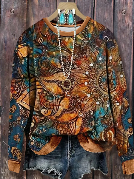 

Women Abstract Crew Neck Printing Casual Spring/Fall Long Sleeve Sweatshirt, As picture, Sweatshirts & Hoodies