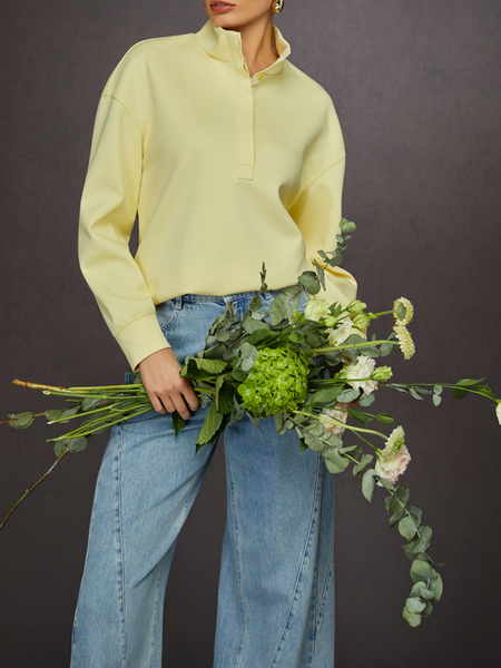 Casual Hidden Placket Minimalist Pullover Sweatshirt