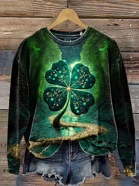 

Women Shamrock Crew Neck Printing Casual Spring/Fall Long Sleeve Sweatshirt, Green, Sweatshirts & Hoodies