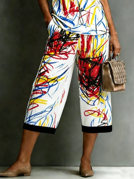 Casual Graffiti Straight Pants Shorts