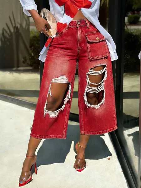 Loose Casual Denim Ripped Jeans