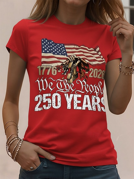 

Casual Independence Day (Flag) Crew Neck Short Sleeve T-shirt, Red, T-shirts