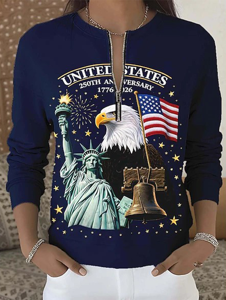 

Vintage Crew Neck Independence Day (Flag) Sweatshirt, Navyblue, Hoodies & Sweatshirts