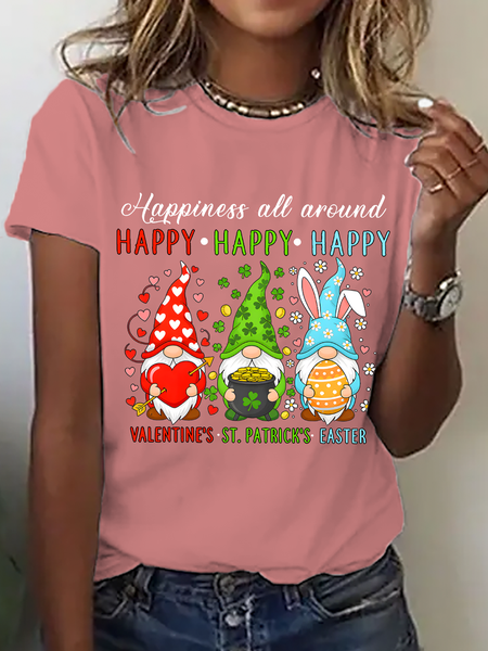 

Vintage Text Letters Crew Neck Short Sleeve T-shirt, Orange pink, T-shirts