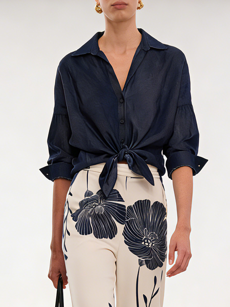 

Cotton Casual Plain Buttoned Shirt, Blue, Blouses and Shirts