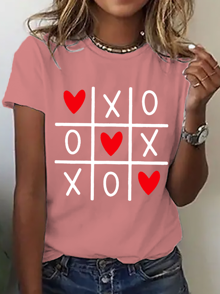 

Vintage Valentine's Day Crew Neck Short Sleeve T-shirt, Orange pink, T-shirts