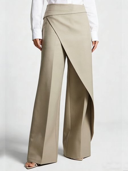 Urban Plain Irregular Craftsmanship Straight Pants