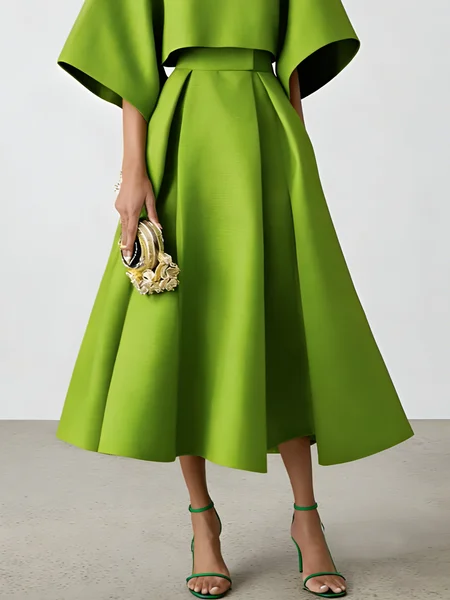 

Urban Plain Midi Skirt, Green, Skirts
