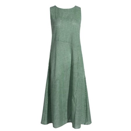 

Women Striped Summer Dress Crew Neck Sleeveless Tank A-Line Dress, Green, Dresses