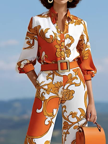 

Urban Random Print Printing Shirt Collar Shirt, As picture, Blouses and Shirts