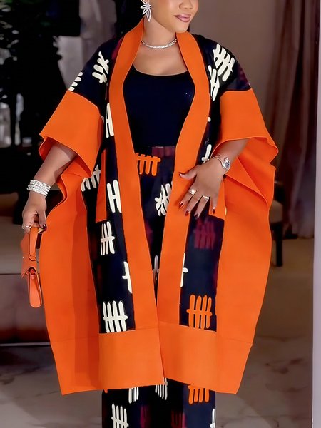 

Casual Loosen Printing Random Print V Neck Kimono, As picture, Kimonos