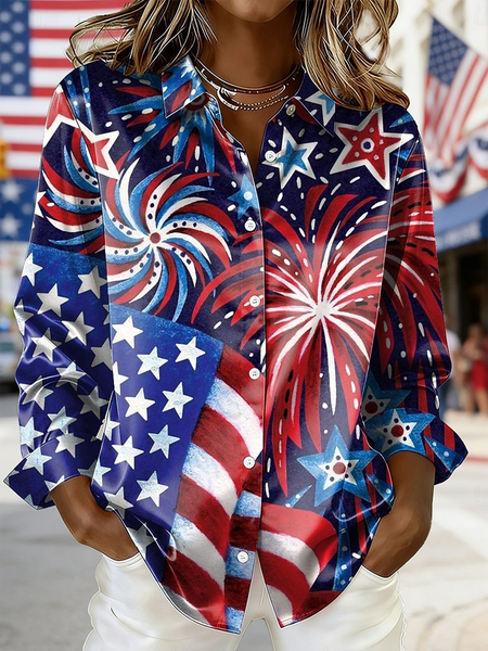 

Long Sleeve Gradient Pattern Regular Micro-Elasticity Loose Shirt For Women, Color2, Shirts