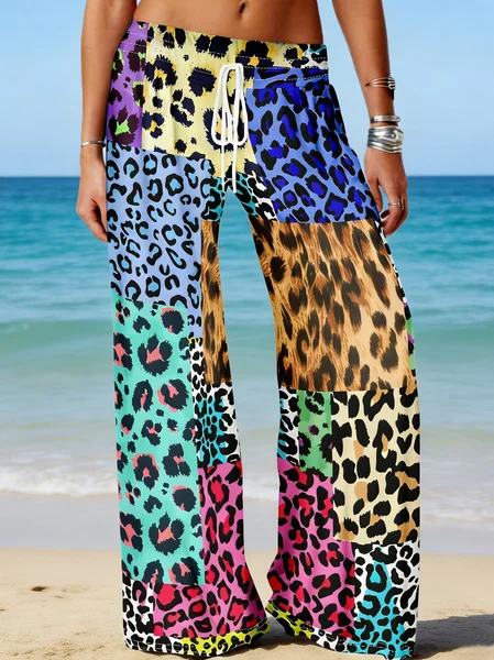 

Women Color Block Long Pants Casual Spring/Fall Trousers, Multicolor, Pants