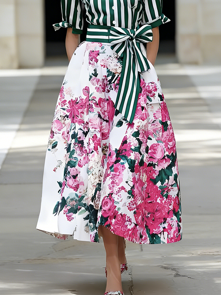 

Urban Floral Midi Skirt, As picture, Skirts