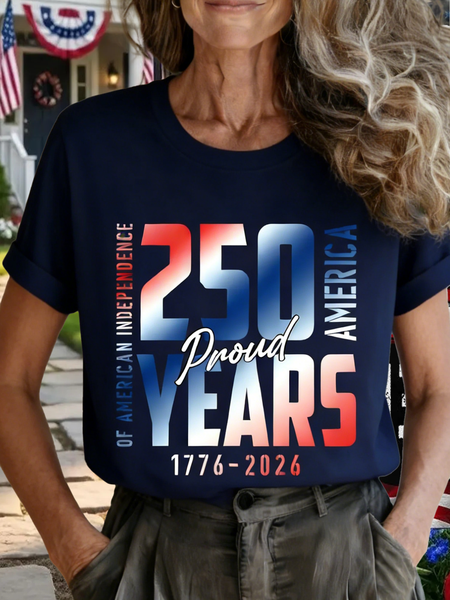 

Casual Text Letters Crew Neck Short Sleeve T-shirt, Navyblue, T-shirts