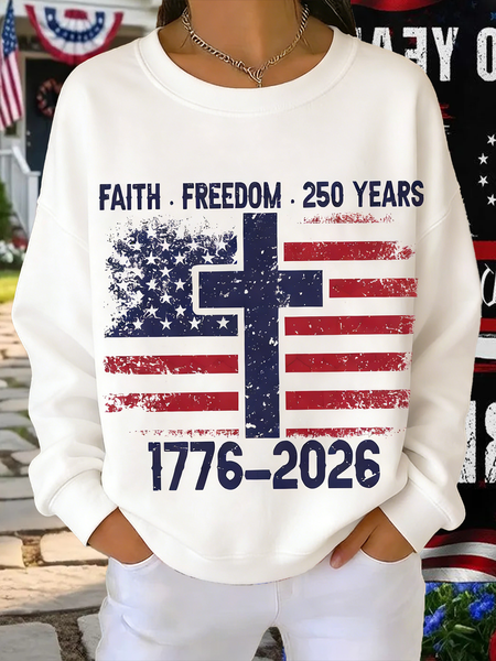 

Vintage Crew Neck Text Letters Sweatshirt, White, Hoodies & Sweatshirts