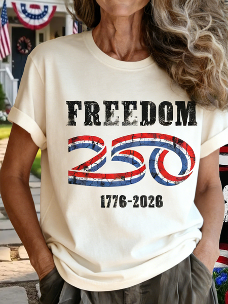 

Casual Text Letters Crew Neck Short Sleeve T-shirt, Apricot, T-shirts