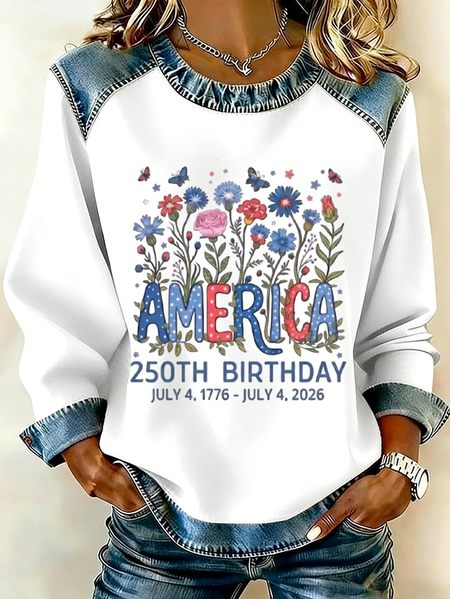 

Vintage Crew Neck Floral Sweatshirt Printing, White, Hoodies & Sweatshirts