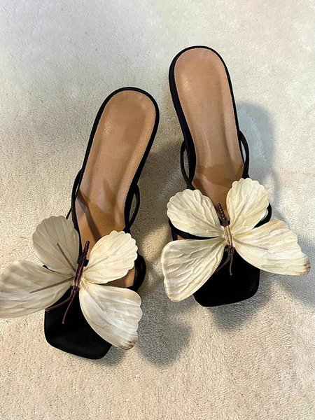 

Stiletto Heel Rubber Summer Wedge Sandal, Black, Sandals