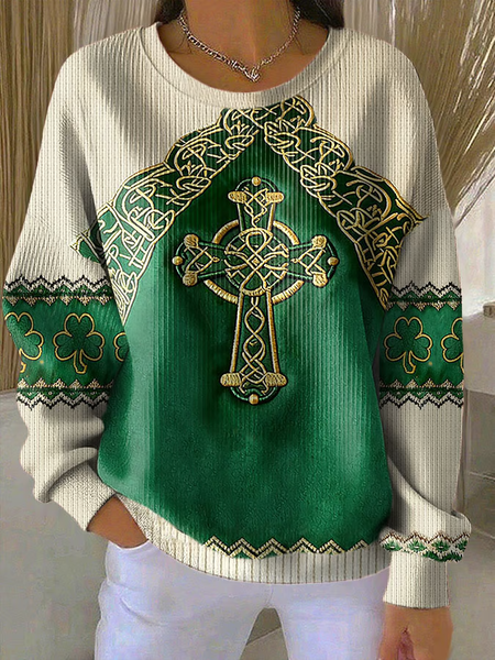 

Women Festival Crew Neck Printing Casual Spring/Fall Long Sleeve Sweatshirt, Green, Sweatshirts & Hoodies