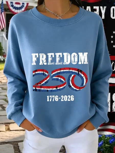 

Women Text Letters Crew Neck Vintage Spring/Fall Long Sleeve Sweatshirt, Blue, Sweatshirts & Hoodies