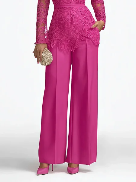 

Urban Plain Straight Pants, Pink, Pants