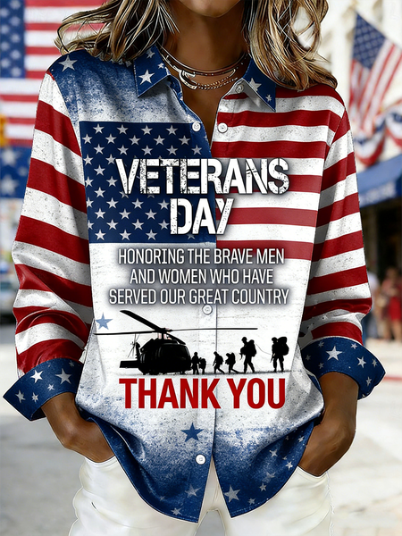 Long Sleeve Gradient Pattern Regular Micro-Elasticity Loose Shirt For Women