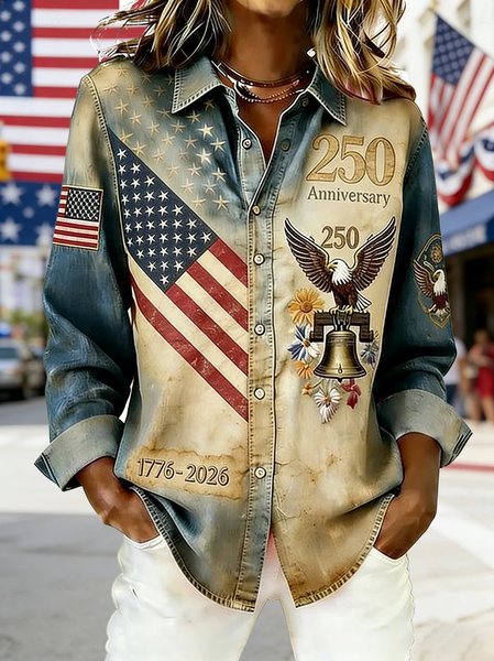 

Shawl Collar Long Sleeve 3D Printing Regular Loose Shirt For Women, Apricot, Shirts