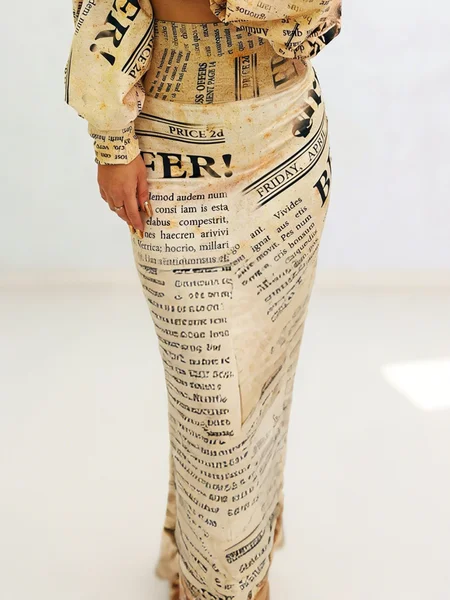 Urban Printing Letter Pattern Maxi Skirt