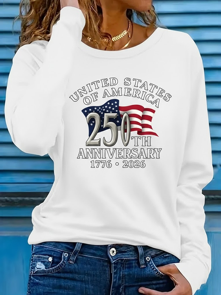 

Women Text Letters Long Sleeve Tee T-shirt Crew Neck Printing Casual Graphic Tee Spring/Fall Top, White, T-Shirts