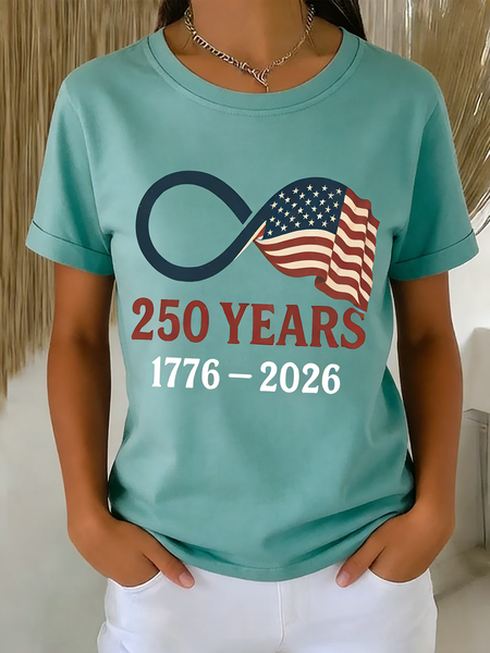 

Casual Text Letters Crew Neck Short Sleeve T-shirt, Green, T-shirts